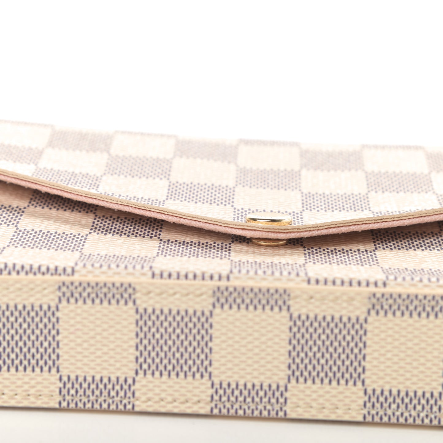 Damier Azur Pochette Felicie Chain Wallet Rose Ballerine