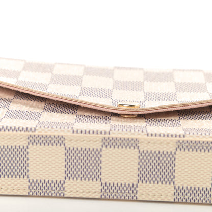 Louis Vuitton Damier Azur Pochette Felicie Chain Wallet Rose Ballerine 14 of 15