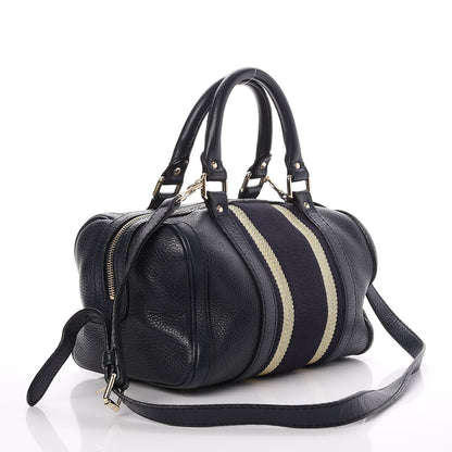 Gucci Calfskin Vintage Web Small Boston Navy Blue 3 of 9