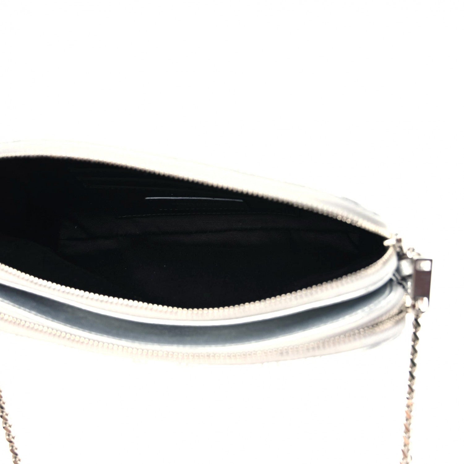 Saint Laurent Metallic Lambskin Quilted Mini Becky Double Zip Bag Argento 7 of 12