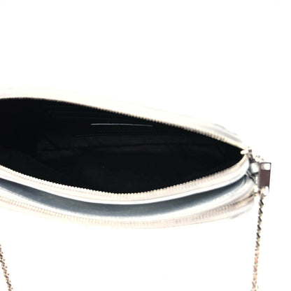 Saint Laurent Metallic Lambskin Quilted Mini Becky Double Zip Bag Argento 7 of 12