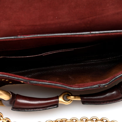 Gucci Suede Studded Horsebit Clutch Bag Burgundy 5 of 10