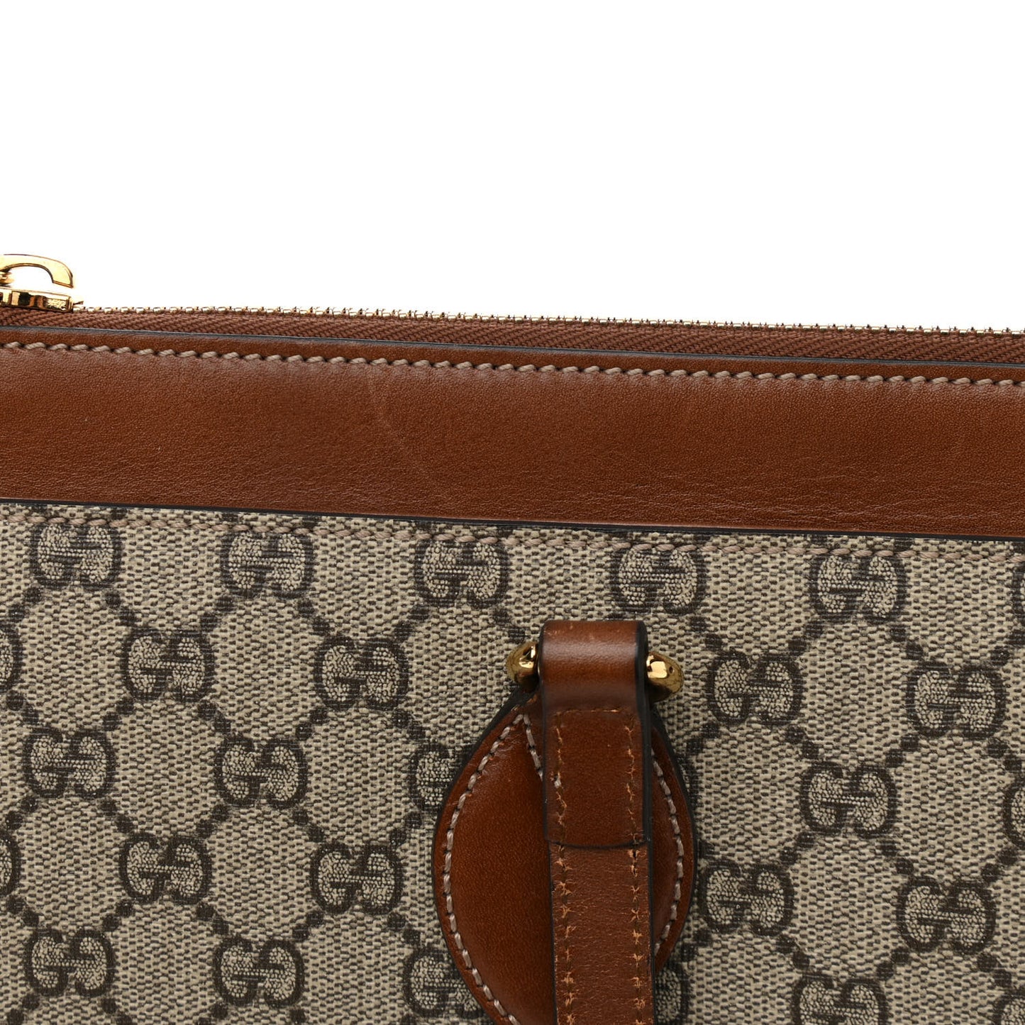 GG Supreme Monogram Medium Zippered Bucket Tote Beige Tuscany