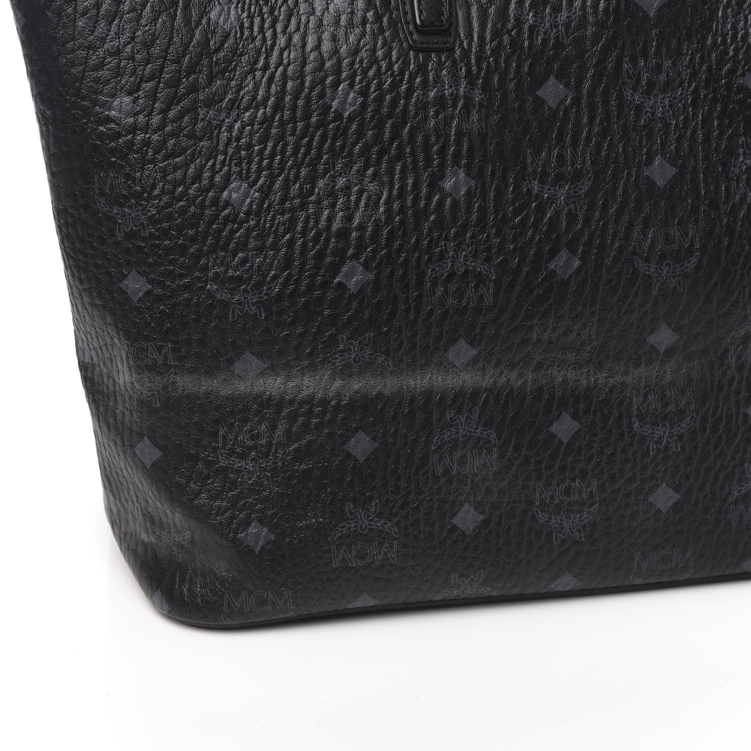 MCM Visetos Medium Anya Zip Top Shopper Tote Black 7 of 16