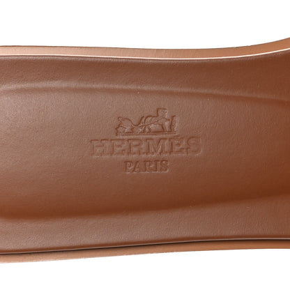 Hermes Box Calfskin Oran Sandals 37.5 Gold 8 of 10