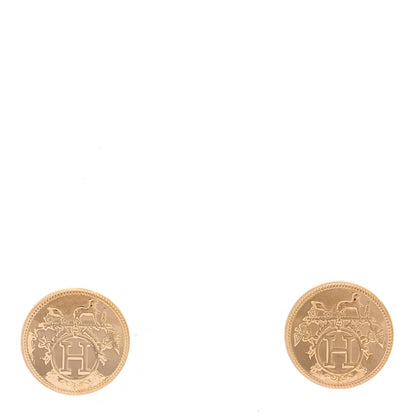 Hermes 18K Rose Gold TPM Ex-Libris Stud Earrings 1 of 5