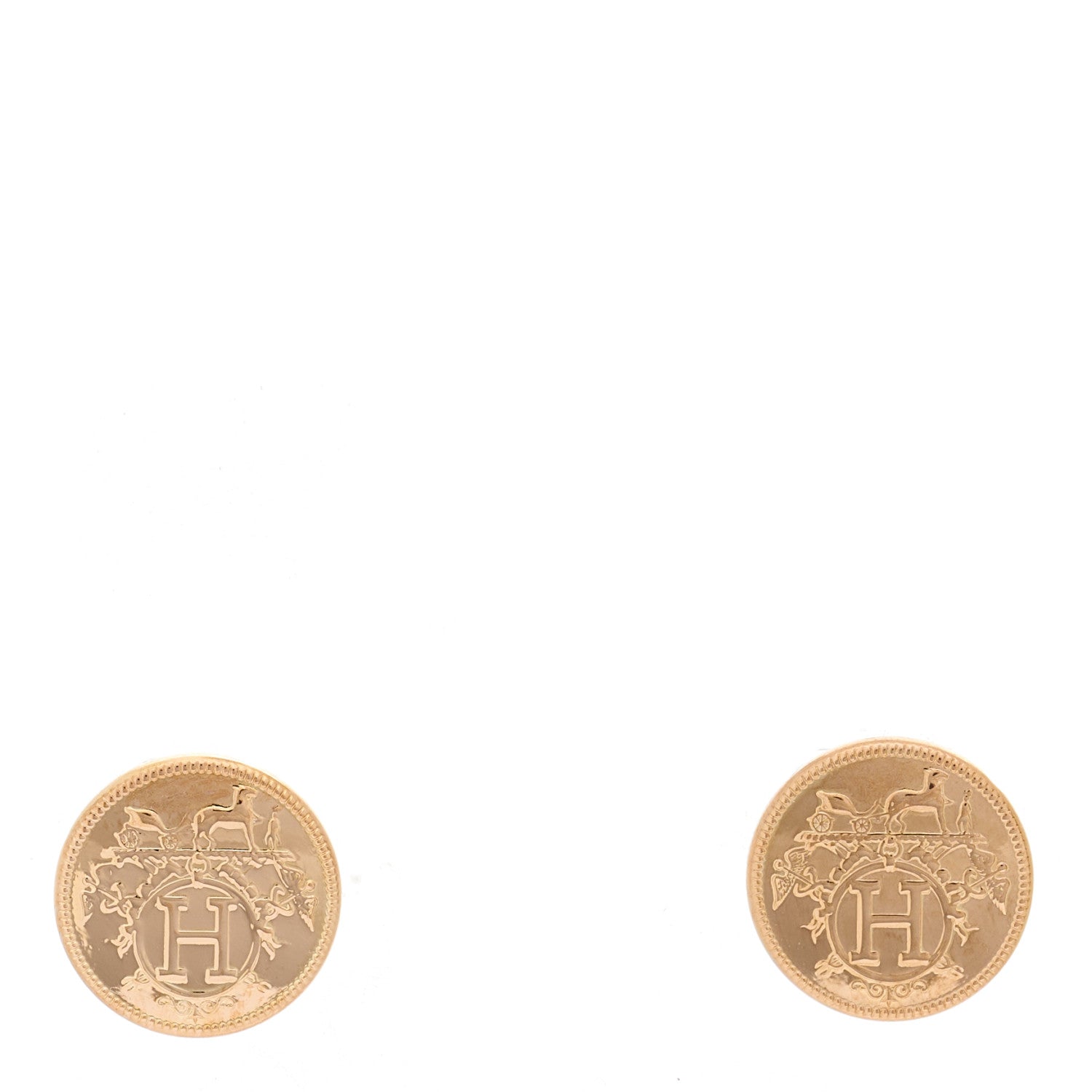 Hermes 18K Rose Gold TPM Ex-Libris Stud Earrings 1 of 5