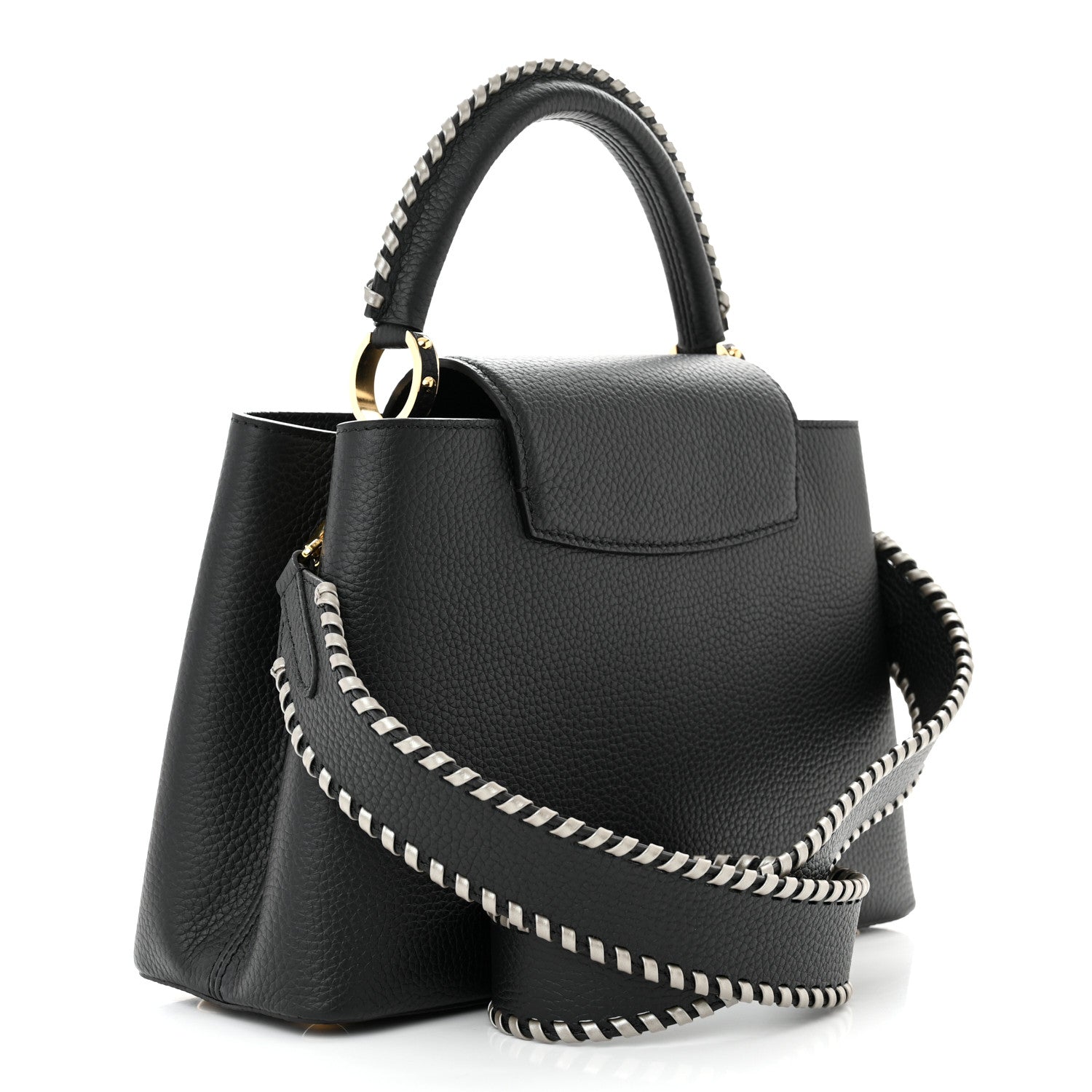 Louis Vuitton Taurillon Capucines MM Black Etain Metallic Gray 3 of 10
