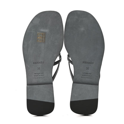 Hermes Calfskin Miss Sandals 36 Black 7 of 10