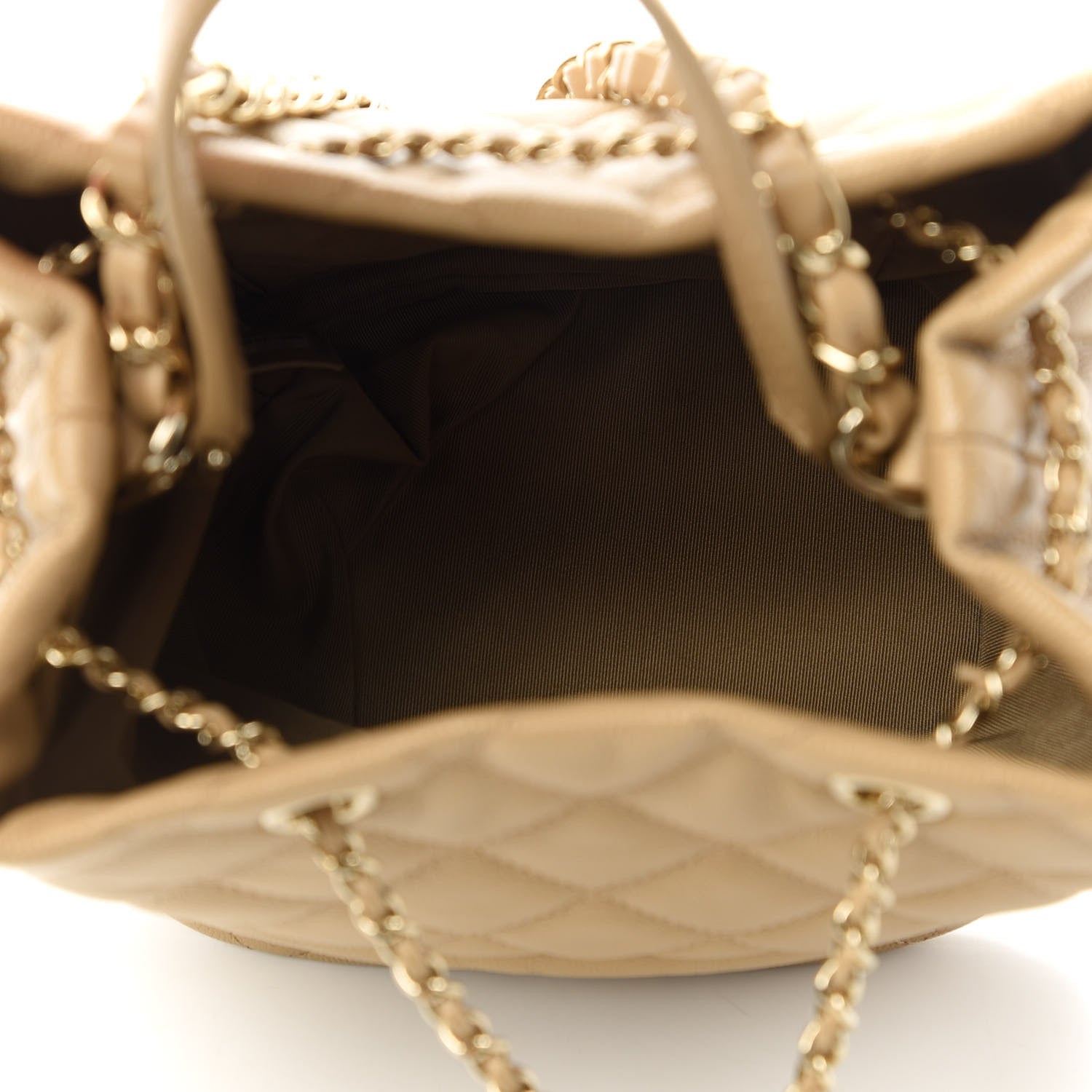 Chanel Caviar Quilted Rolled Up Bucket Drawstring Bag Beige Clair 5 of 11