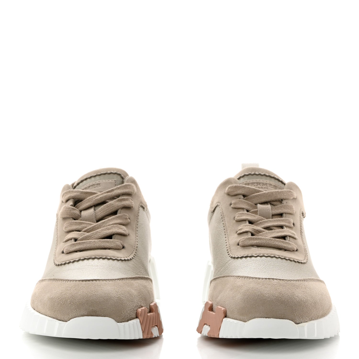 Hermes Sport Goatskin Suede Goatskin Womens Bouncing Sneakers 36 Beige Esquisse 2 of 9