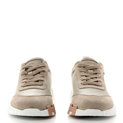 Hermes Sport Goatskin Suede Goatskin Womens Bouncing Sneakers 36 Beige Esquisse 2 of 9