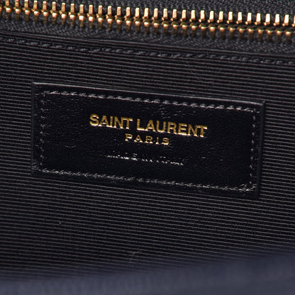 Saint Laurent Grain De Poudre Matelasse Chevron Large Monogram Satchel Midnight Blue 6 of 13