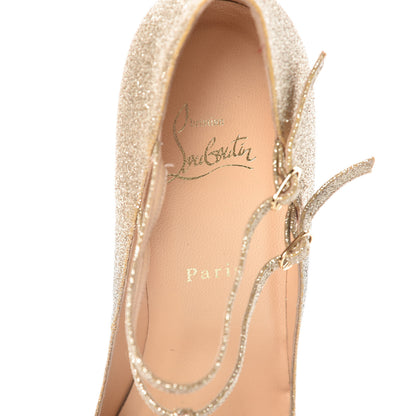 Christian Louboutin Mini Glitter V Neck 120 Pumps 39 Platine 6 of 10