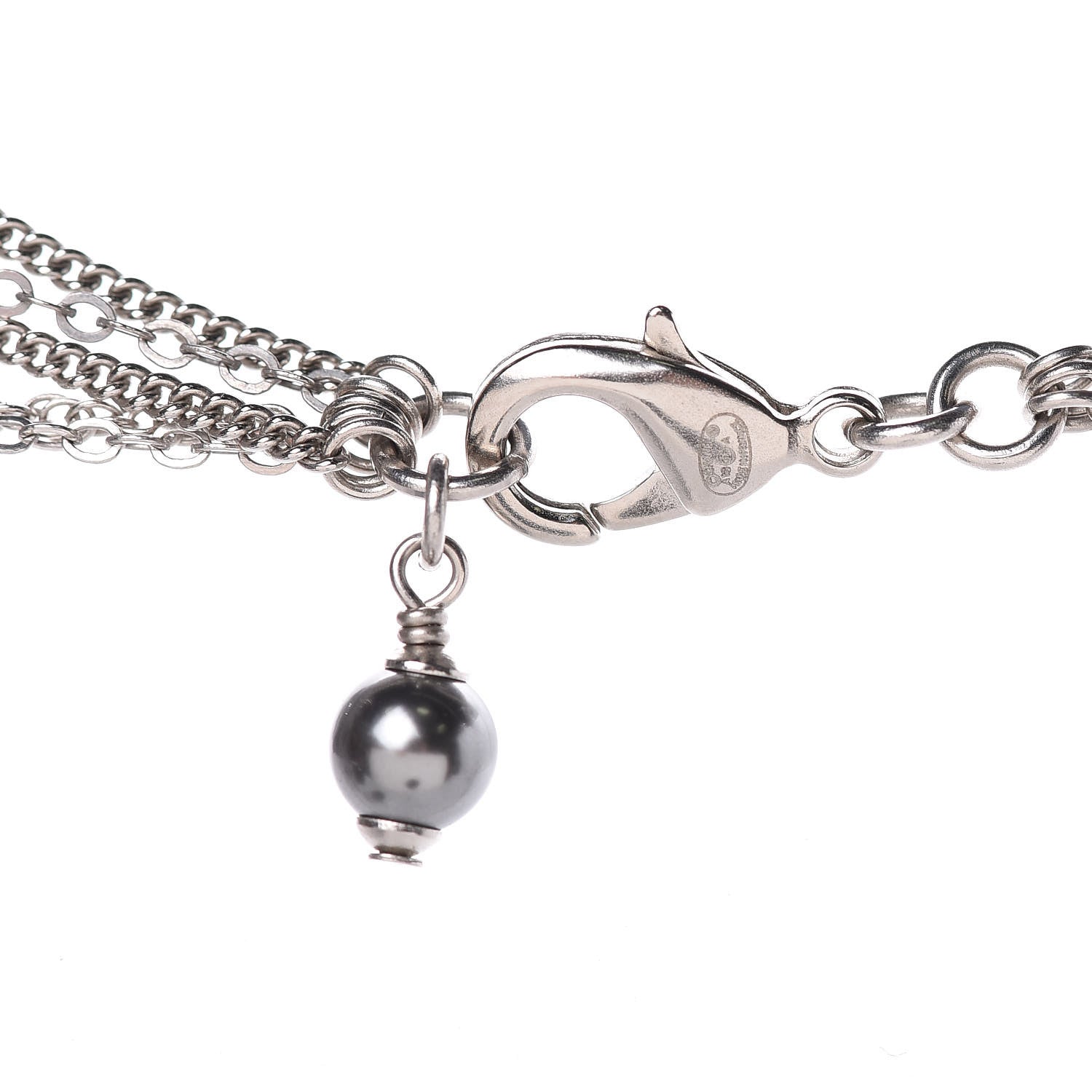Chanel Pearl Crystal CC Drop Necklace Dark Grey 5 of 6