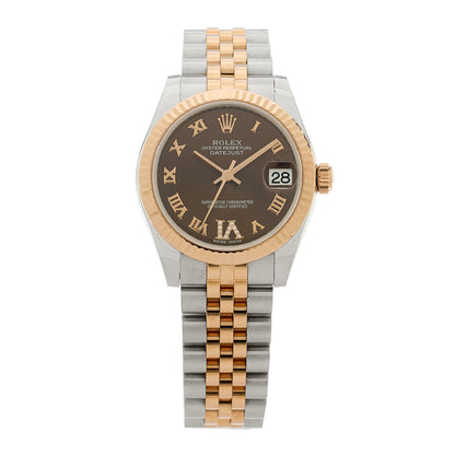 Rolex Stainless Steel 18K Everose Gold Diamond 31mm Oyster Perpetual Datejust Watch Chocolate Roman 178271 1 of 5