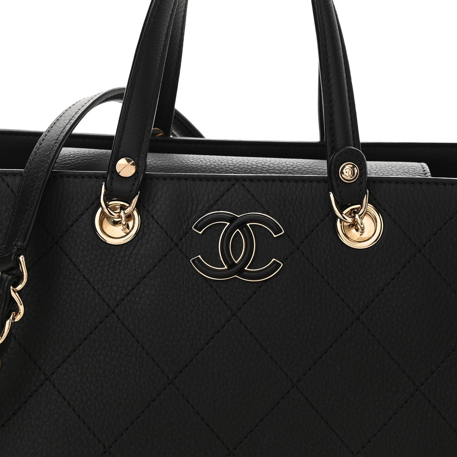 Chanel Bullskin Stitched Medium Shopping Bag Black 8 of 10