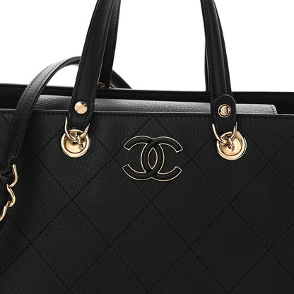 Chanel Bullskin Stitched Medium Shopping Bag Black 8 of 10