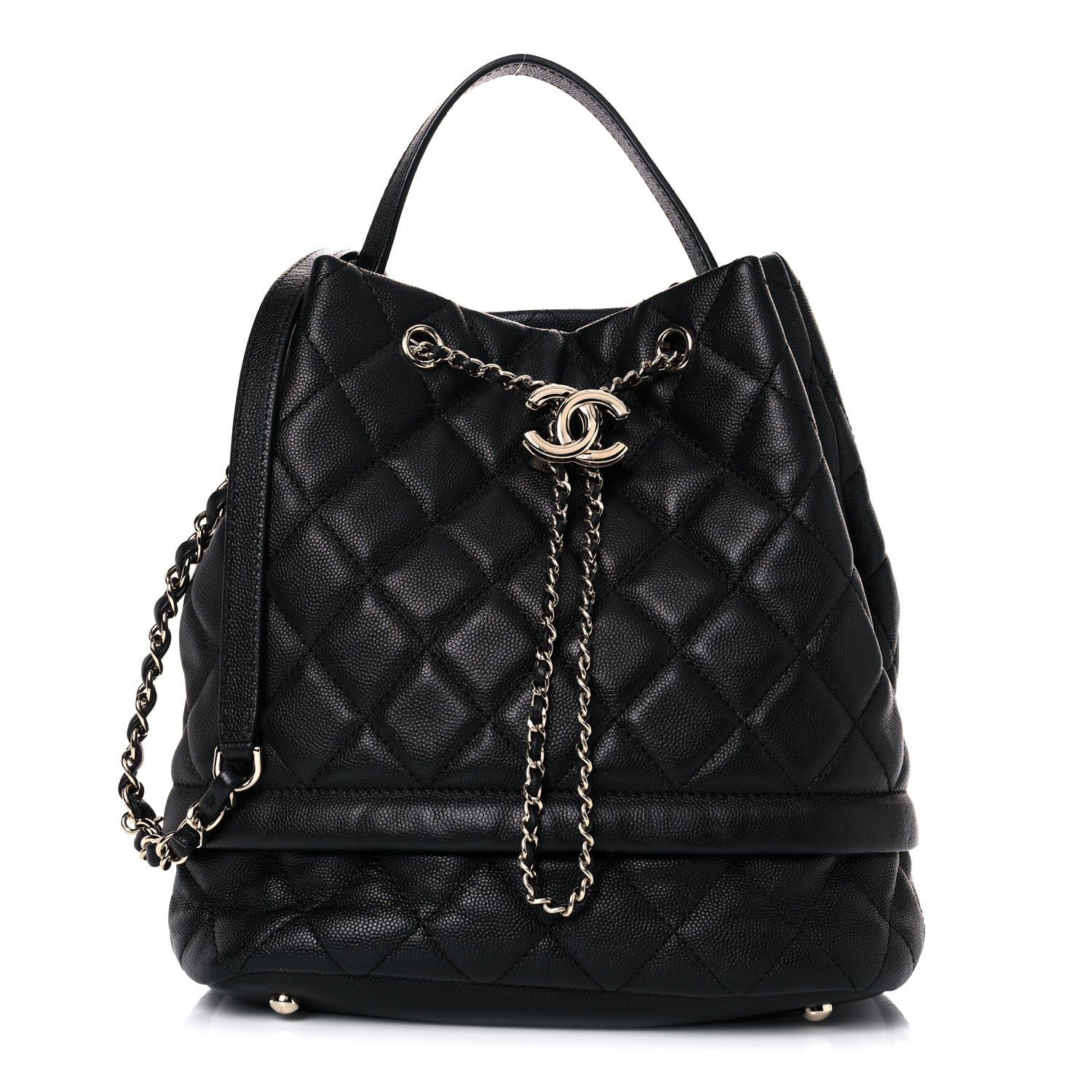 Chanel Caviar Quilted Large Rolled Up Bucket Drawstring Bag Black 1 of 12