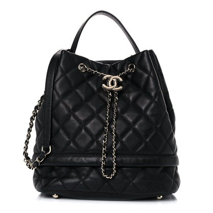 Chanel Caviar Quilted Large Rolled Up Bucket Drawstring Bag Black 1 of 12