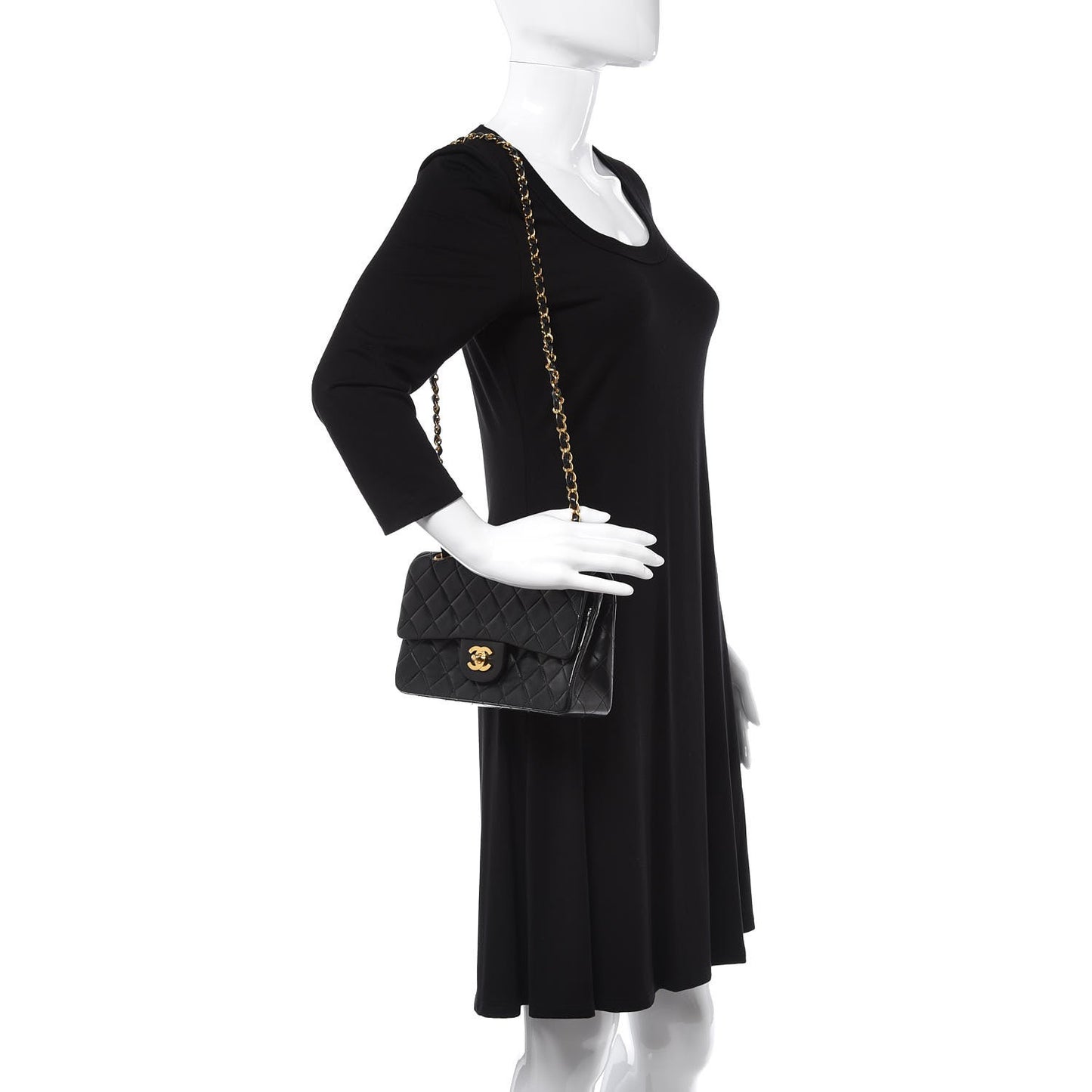 Lambskin Quilted Small Double Flap Black