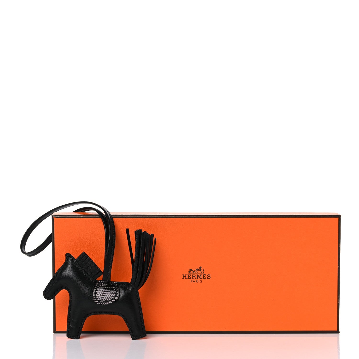 Hermes Milo Lambskin Lizard Touch Grigri Rodeo Horse Bag Charm PM So Black 4 of 4