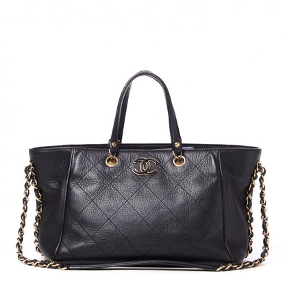 Chanel Bullskin Stitched Small Shopping Tote Black 1 of 10