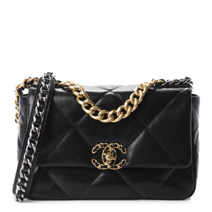 Chanel Goatskin Quilted Medium 19 Flap Black 1 of 10