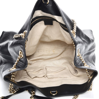 Gucci Pebbled Calfskin Large Soho Chain Shoulder Bag Black 5 of 12