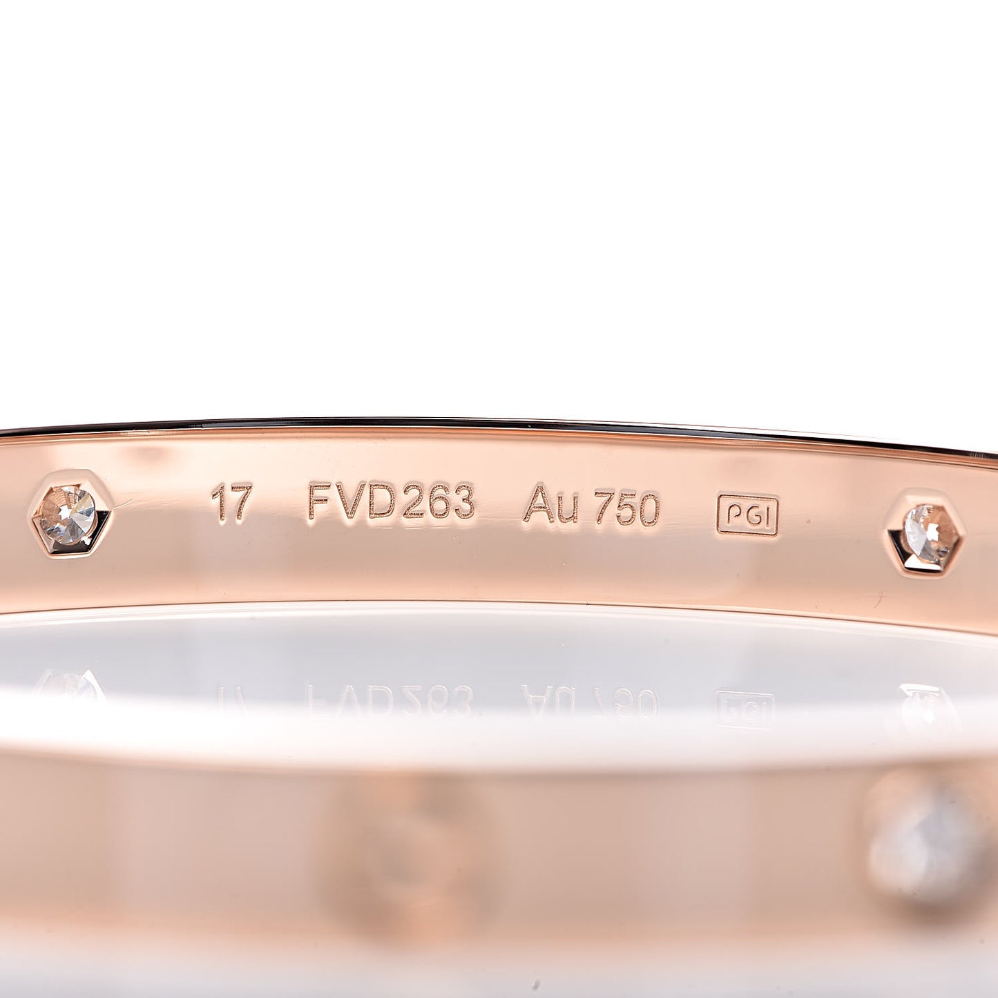 18K Pink Gold 4 Diamond LOVE Bracelet 17