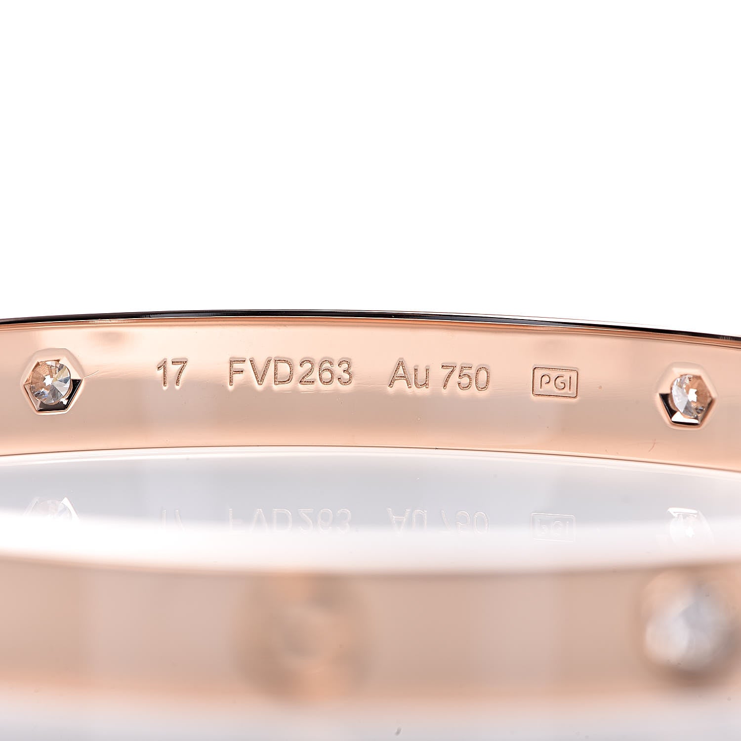 Cartier 18K Pink Gold 4 Diamond LOVE Bracelet 17 6 of 8