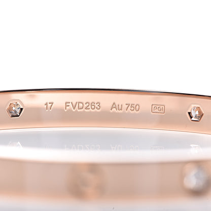 Cartier 18K Pink Gold 4 Diamond LOVE Bracelet 17 6 of 8
