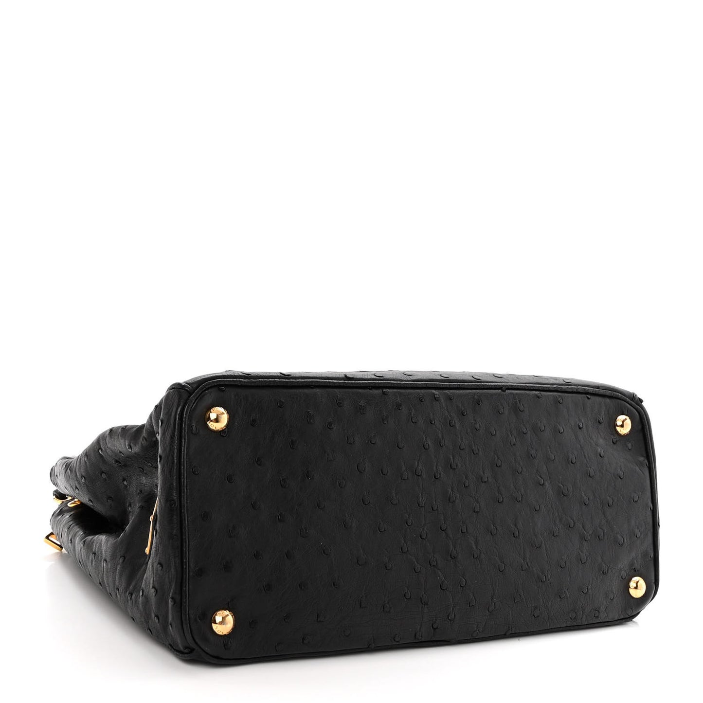 Ostrich Double Zip Tote Black
