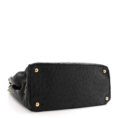 Prada Ostrich Double Zip Tote Black 4 of 15