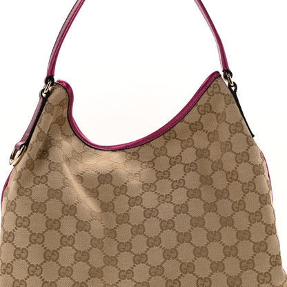 Gucci Metallic Calfskin Monogram Medium New Britt Hobo  Pink 8 of 13