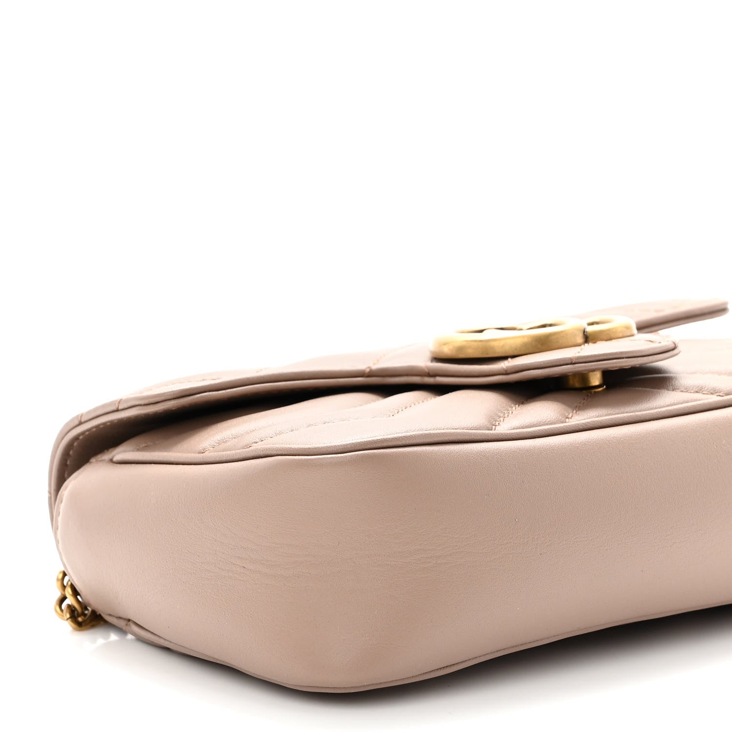 Gucci Calfskin Matelasse Super Mini GG Marmont Shoulder Bag Porcelain Rose 9 of 11