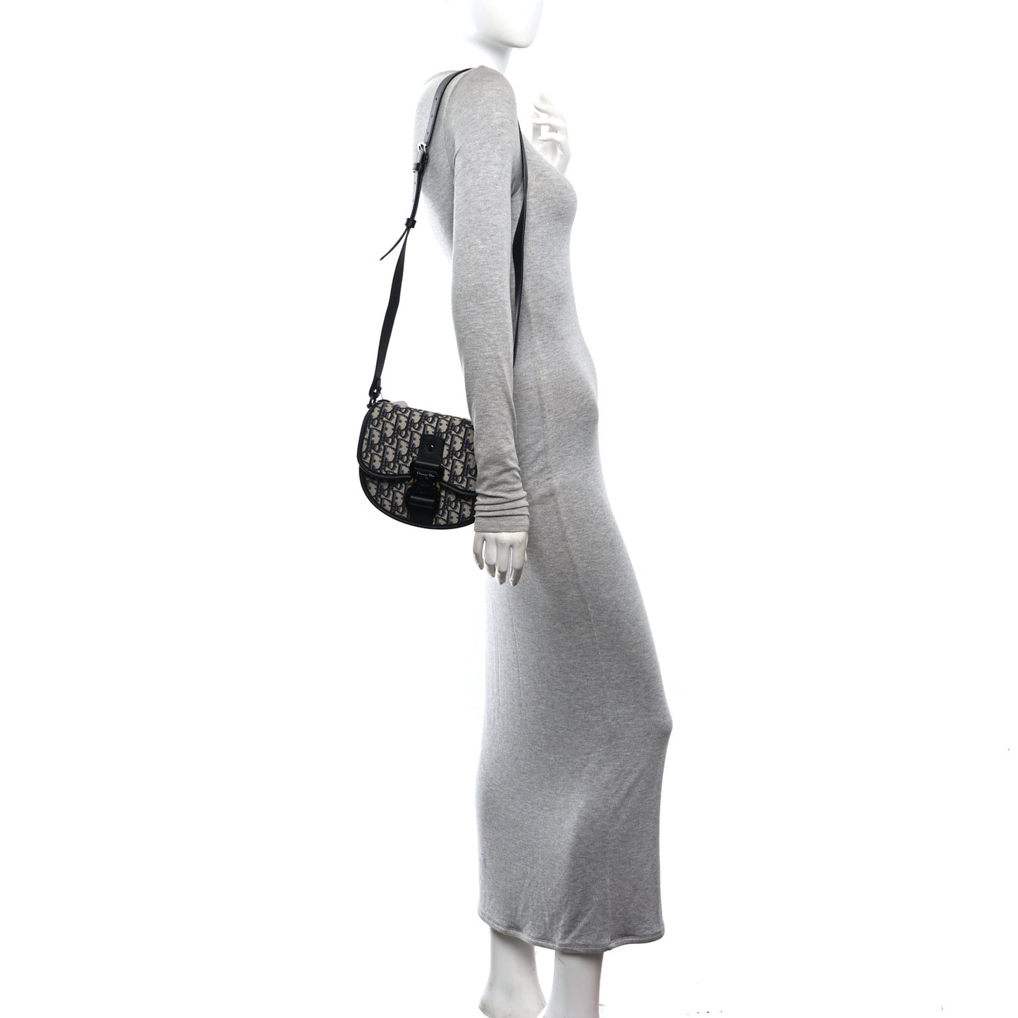 Oblique Grained Calfskin Mini Gallop Bag With Strap Black Beige
