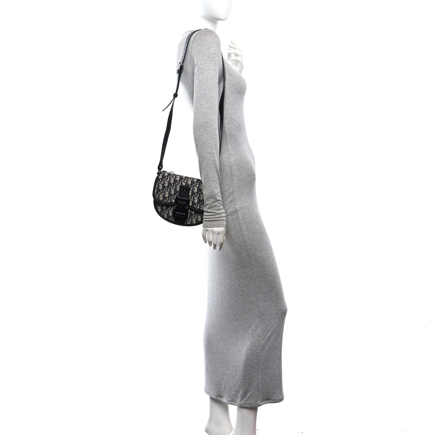 Christian Dior Oblique Grained Calfskin Mini Gallop Bag With Strap Black Beige 2 of 10