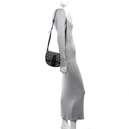 Christian Dior Oblique Grained Calfskin Mini Gallop Bag With Strap Black Beige 2 of 10
