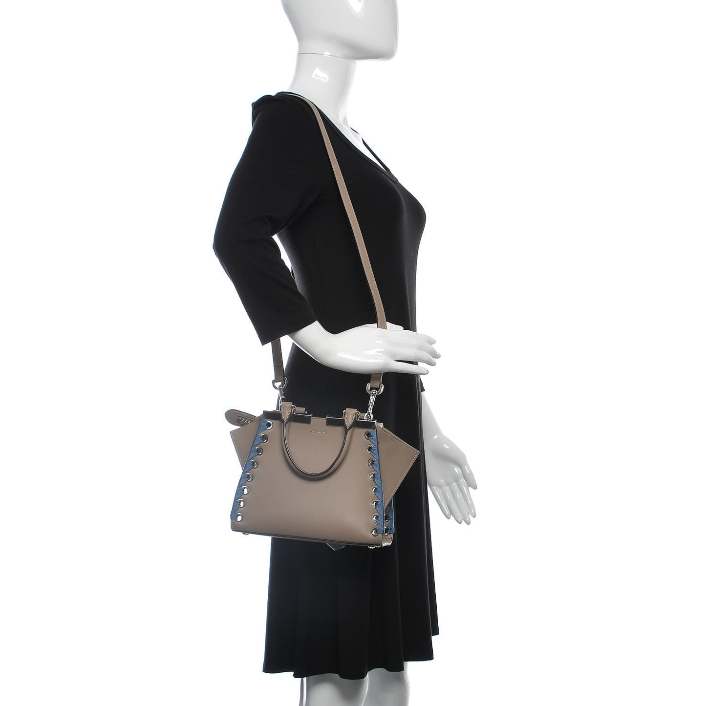 Vitello Dolce Ribbon Lace Up Mini 3Jours Tote Tortora Ceruleo