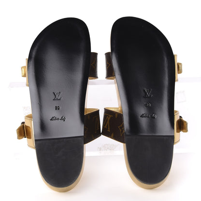 Louis Vuitton Patent Calfskin Monogram Bom Dia Mule Sandals 39 Gold 5 of 8