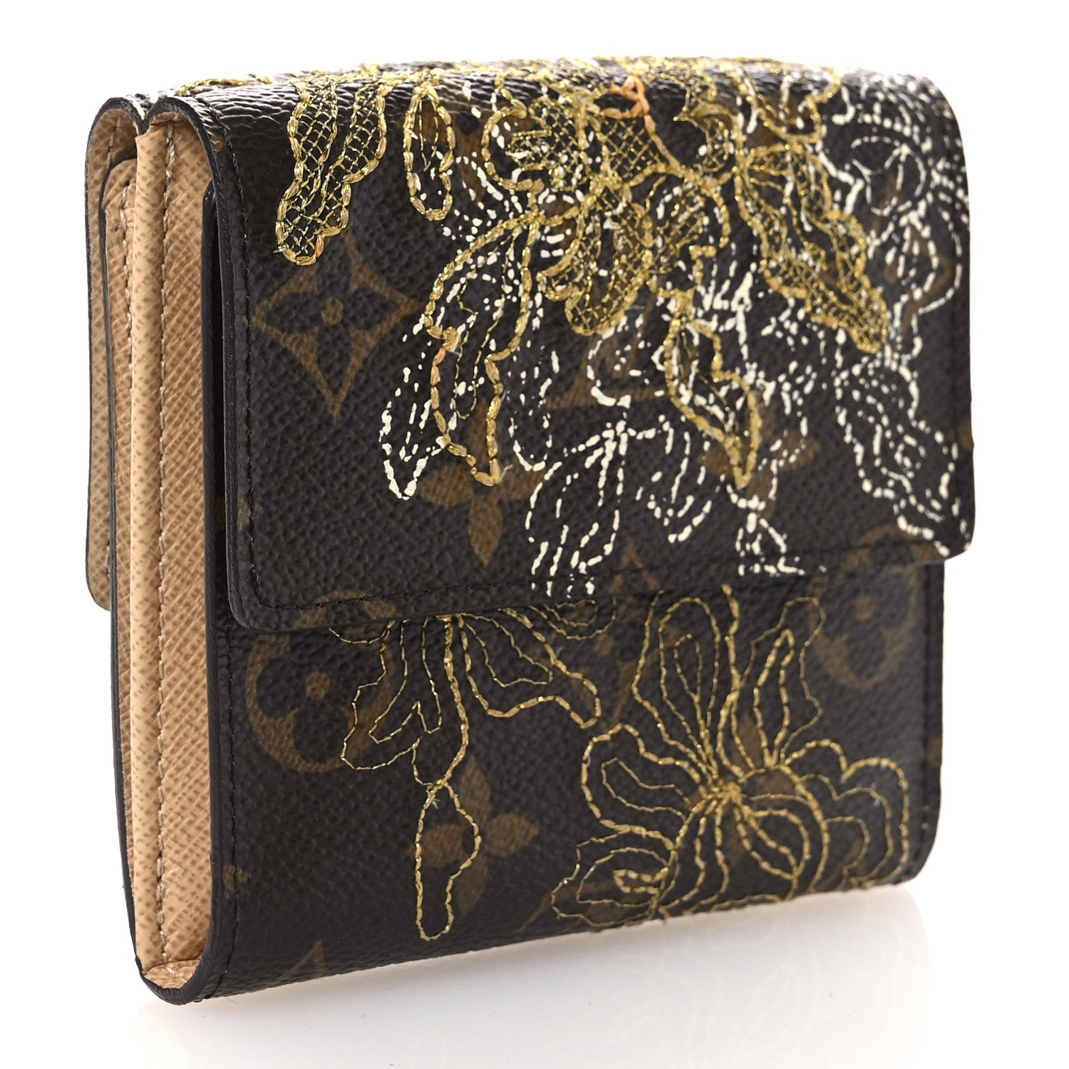 Louis Vuitton Monogram Dentelle Elise Wallet Gold 3 of 7