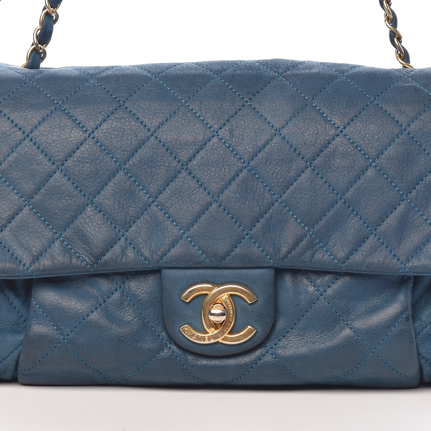 Chanel Iridescent Calfskin Large Chic Quilt Flap Dark Blue 30 of 30