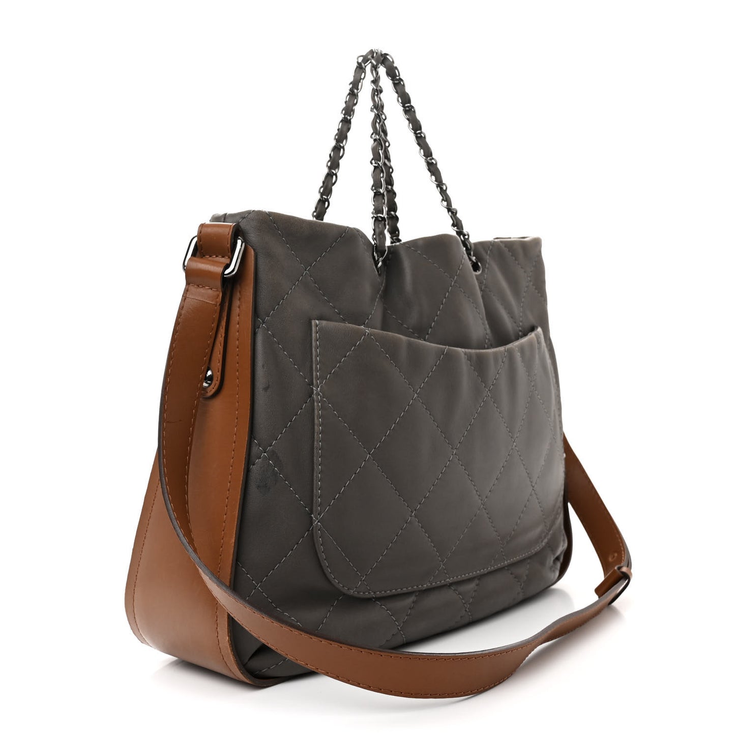 Calfskin Country Chic Stitched Hobo Grey