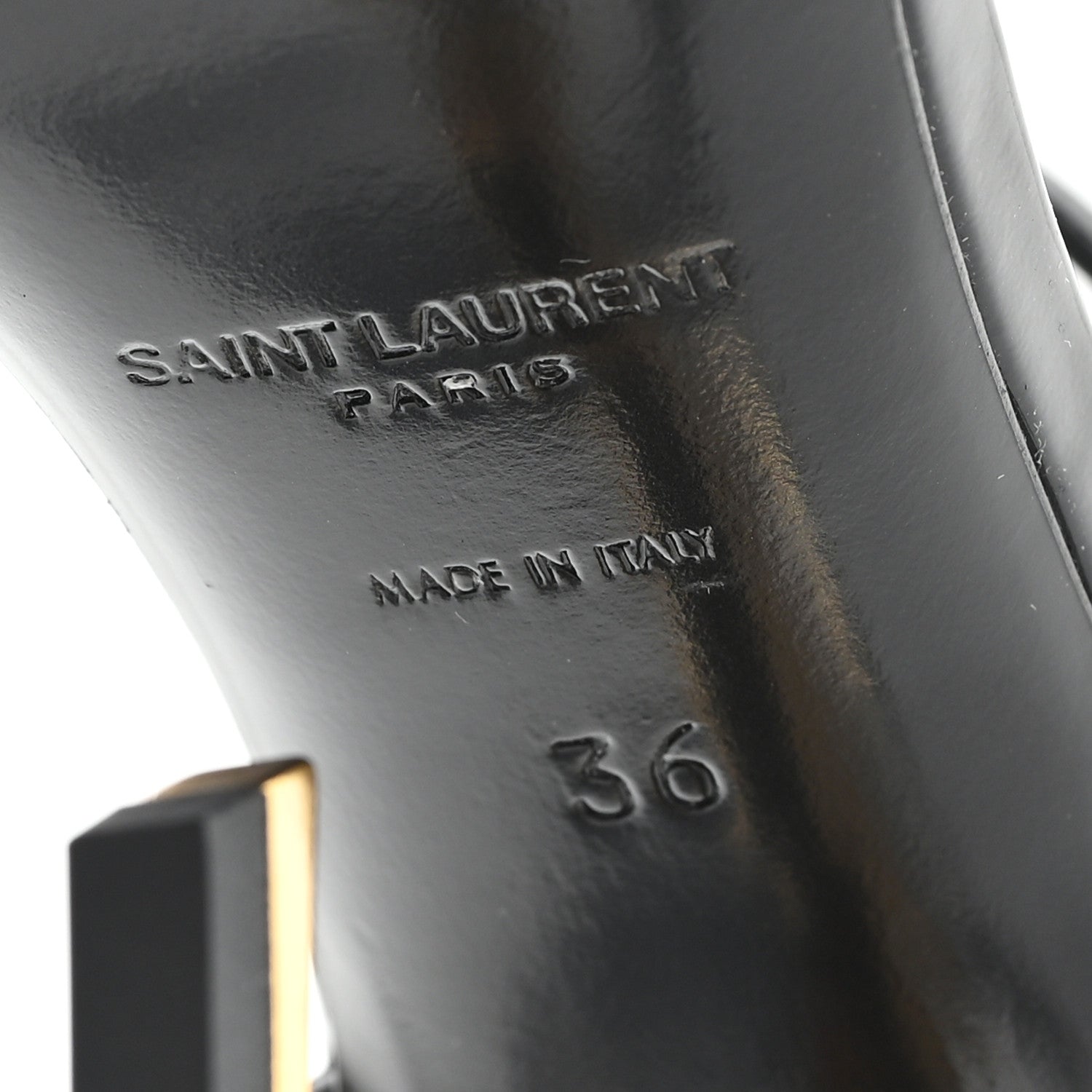 Saint Laurent Patent Calfskin Opyum 110 Sandals 36 Black Gold 7 of 10