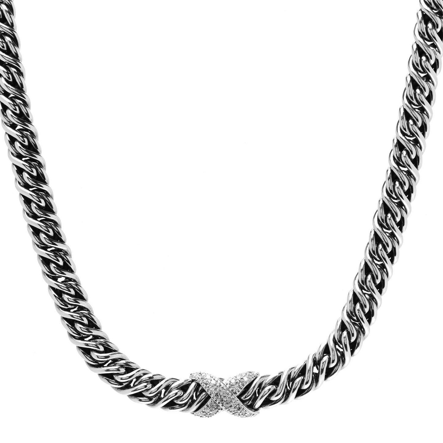 Sterling Silver Diamond Lyrica Rope Necklace