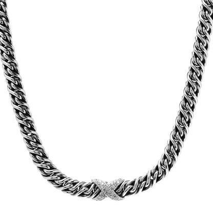 David Yurman Sterling Silver Diamond Lyrica Rope Necklace 1 of 5
