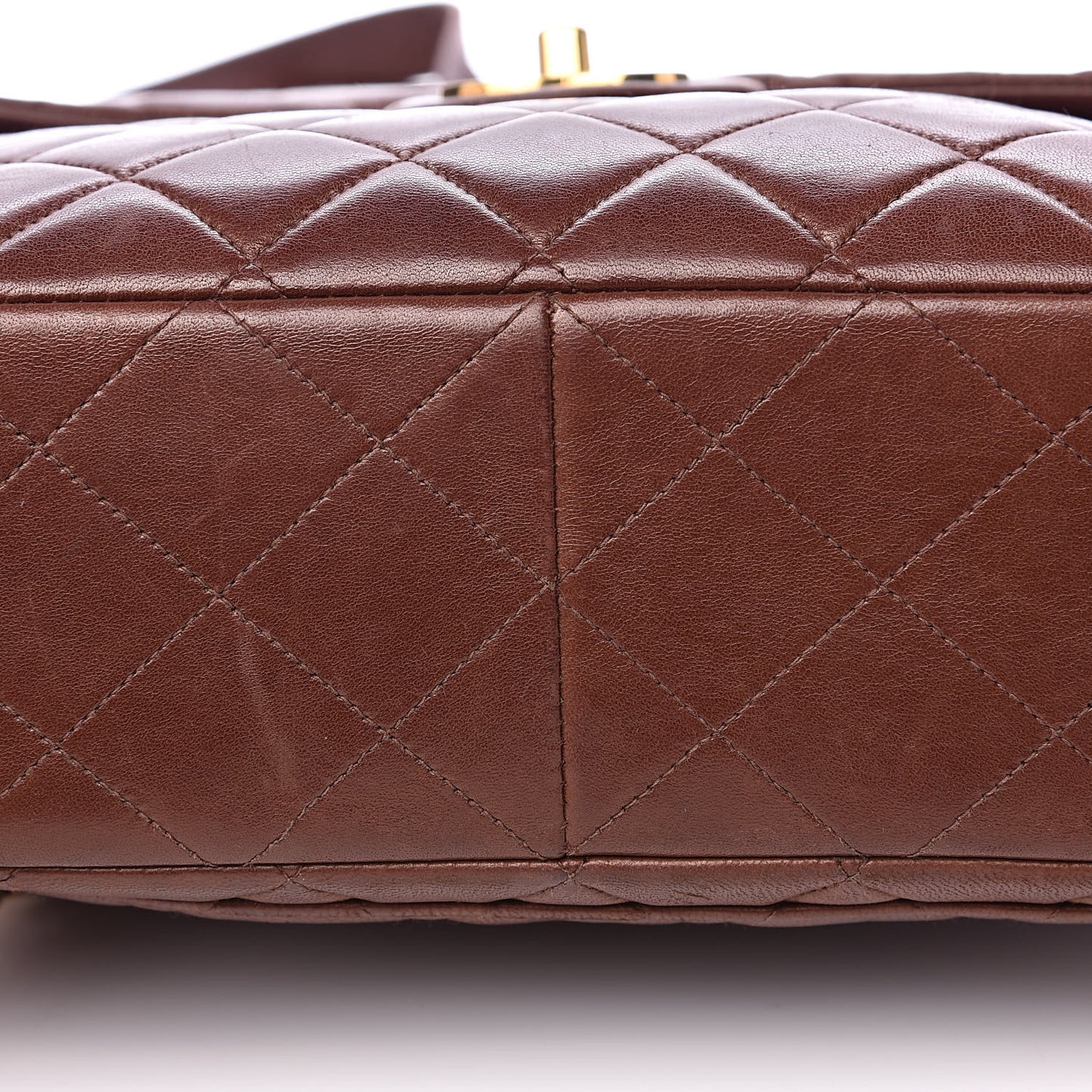 Lambskin Quilted Backpack Brown