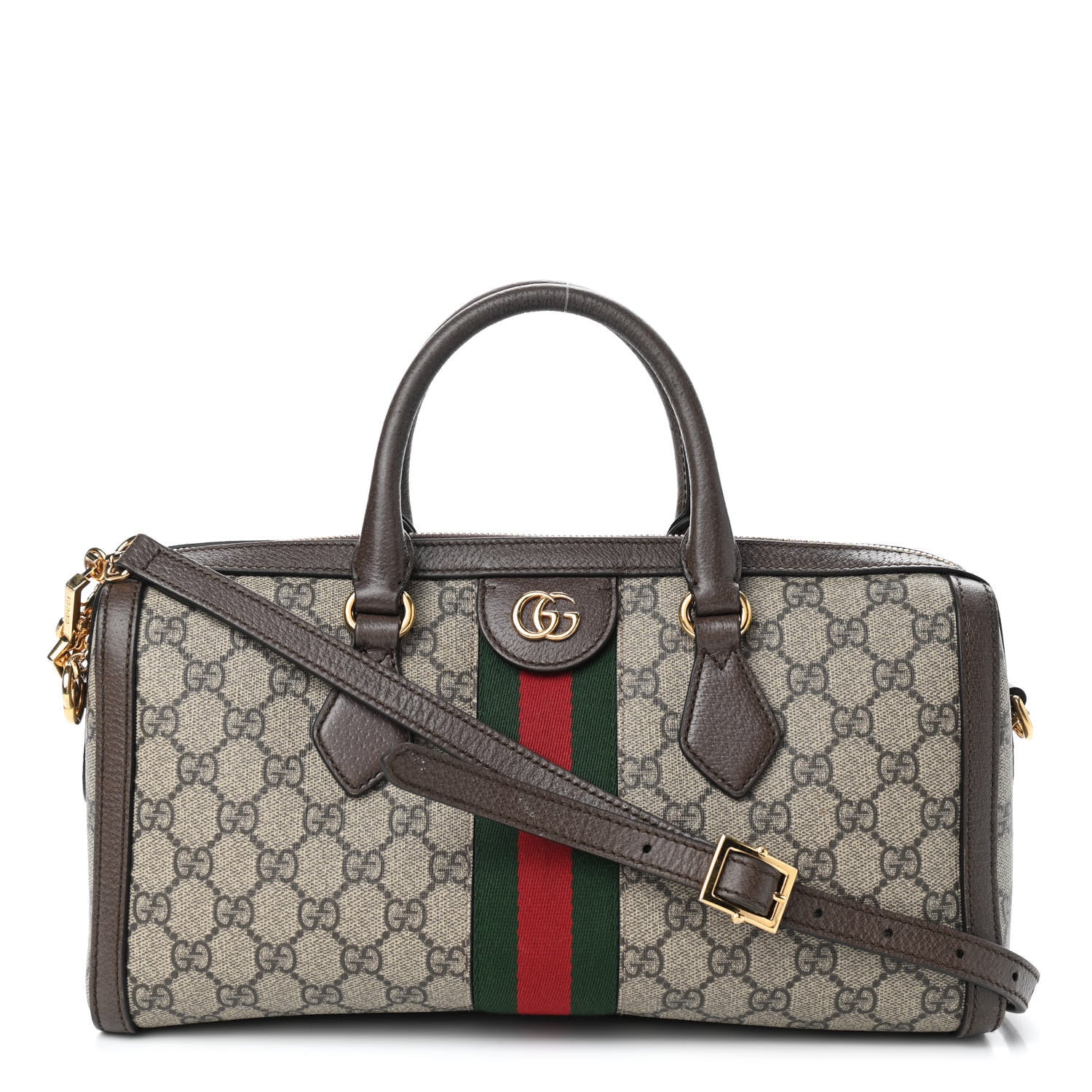 Gucci GG Supreme Monogram Web Medium Ophidia Boston Brown 1 of 12
