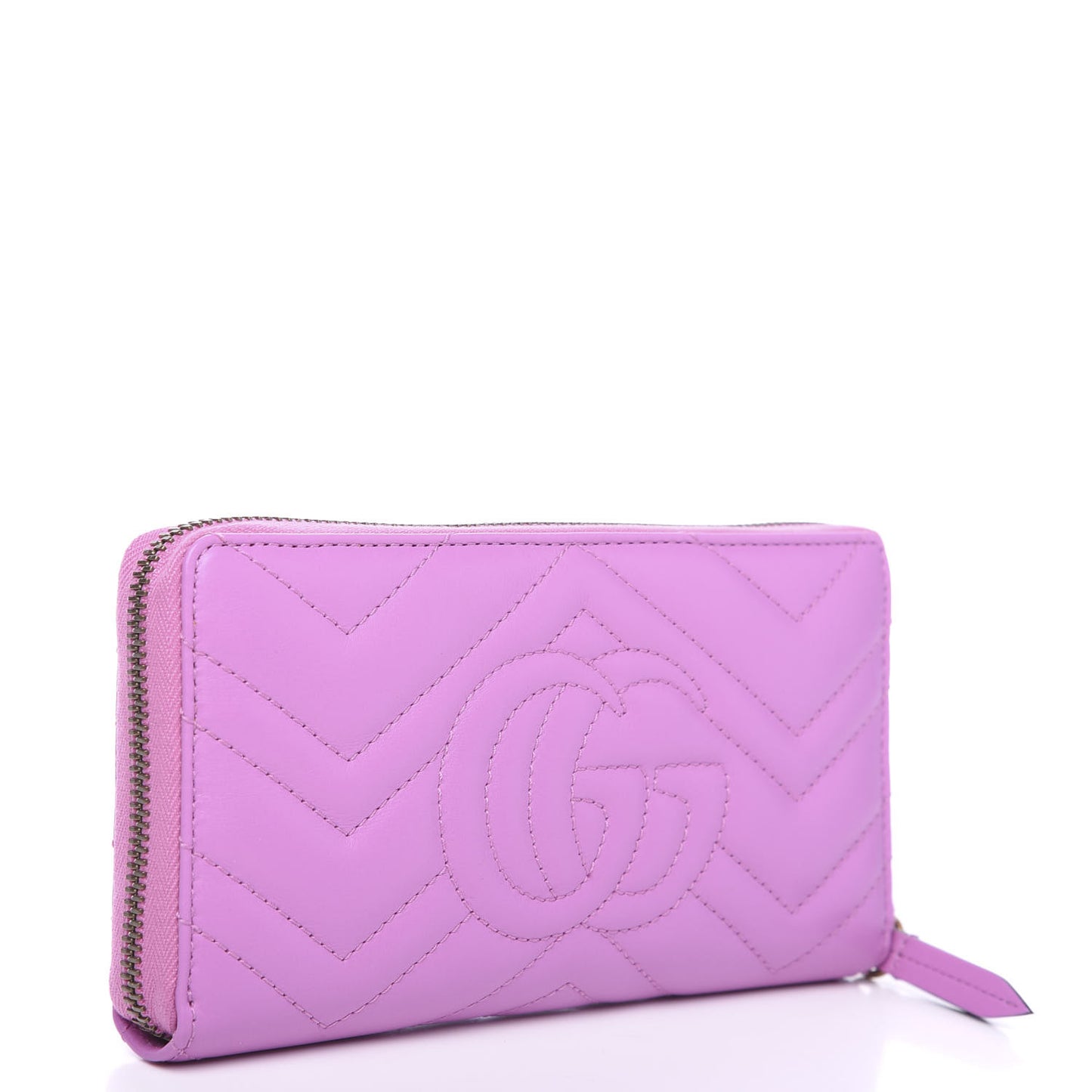 Calfskin Matelasse GG Marmont Zip Around Wallet Candy Mousse